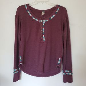 Free People We the Free Embroidered Henley Sz S